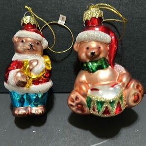 Hand blown glass Christmas bears